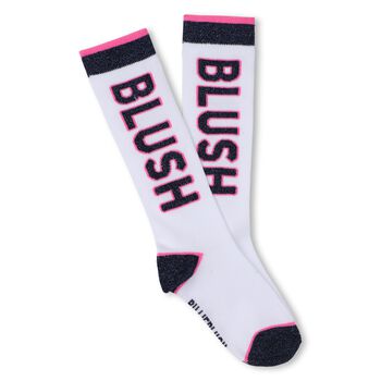 Girls White & Pink Logo Socks