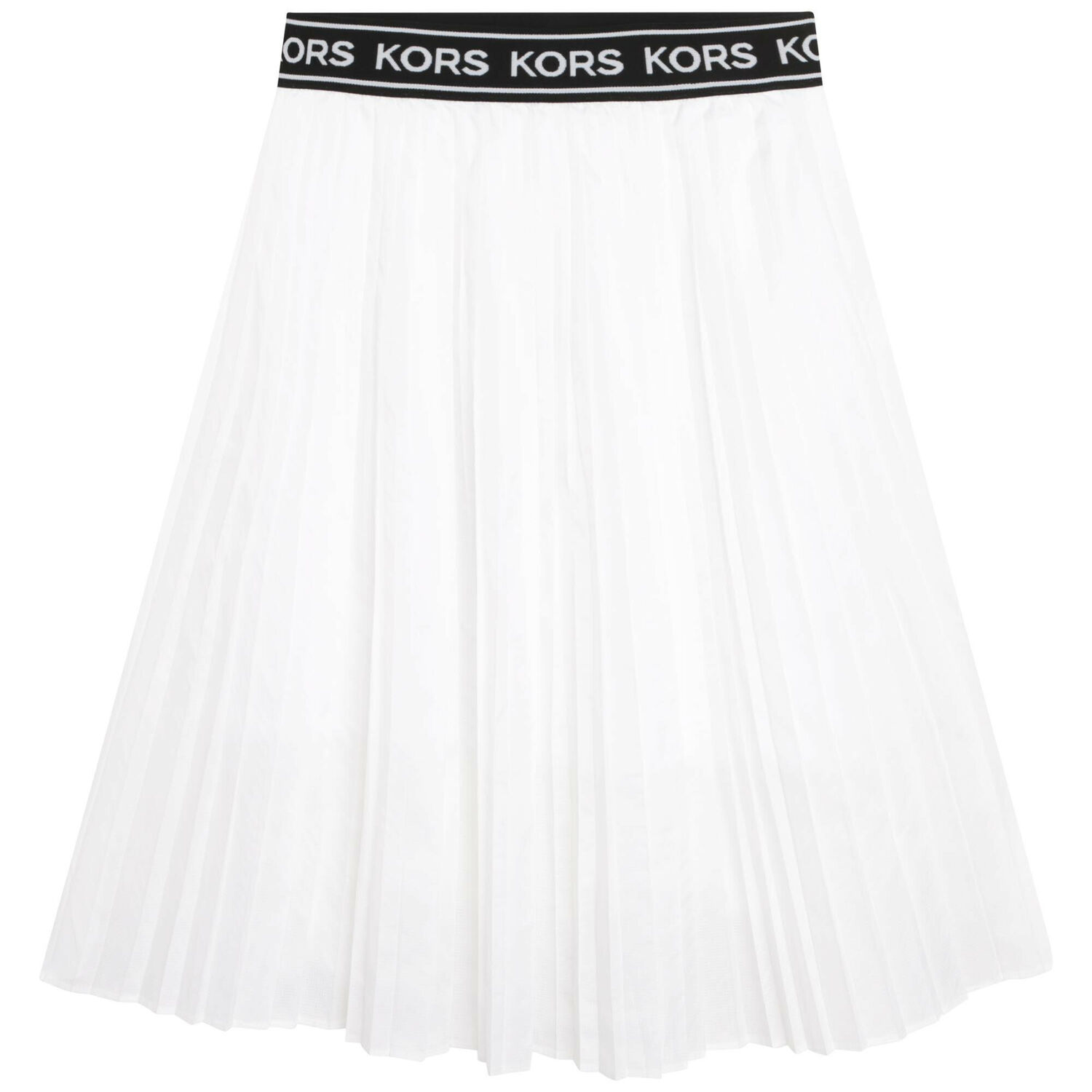 Girls White Pleated Logo Skirt, 1, hi-res