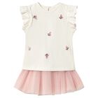 Younger Girls Ivory & Pink Skirt Set, 1, hi-res