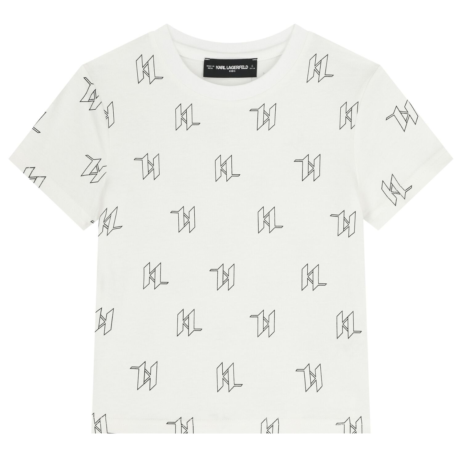 تيشيرت باللون الأبيض بشعار للأولاد, 1, hi-res