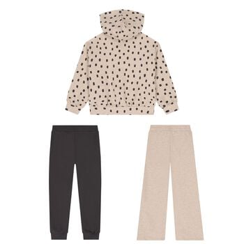 Girls Beige & Grey Spot Tracksuit ( 3 Piece )