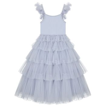 Girls Blue Sequin Tulle Dress