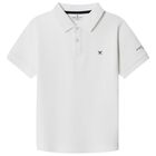 Boys White Logo Polo Shirt, 2, hi-res