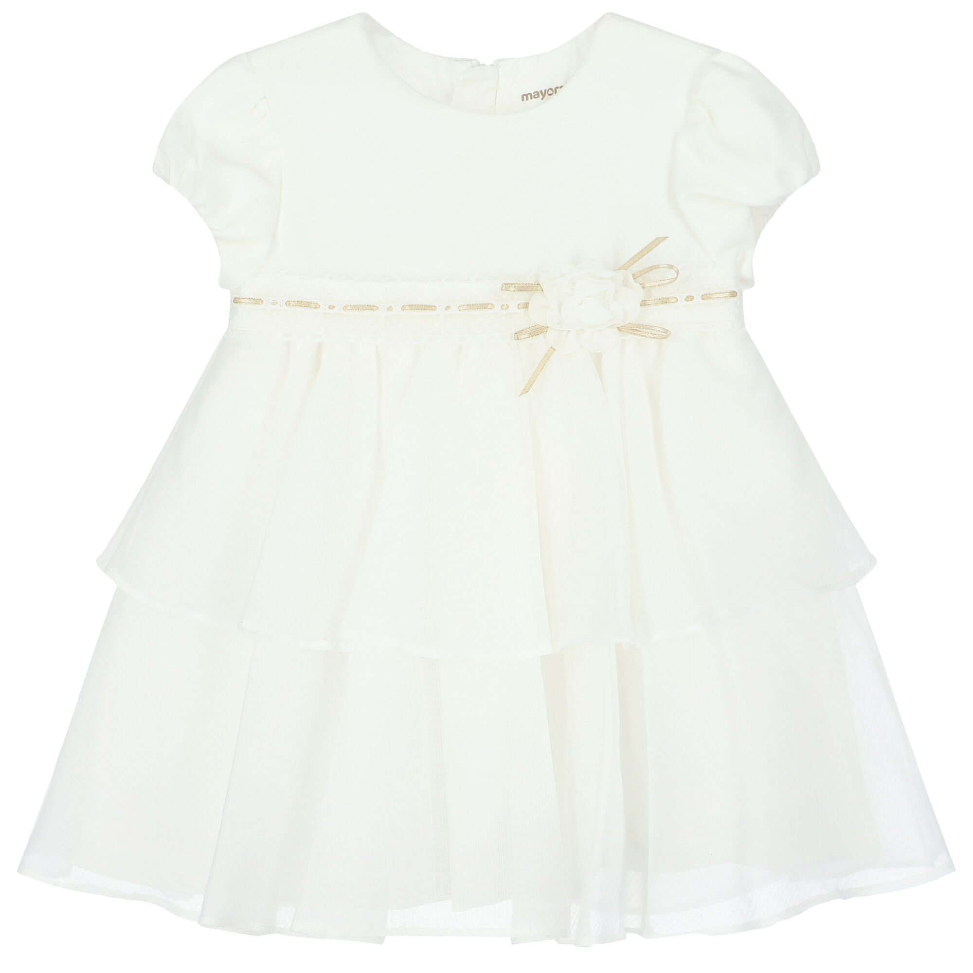 Mayoral Baby Girls White Velvet Chiffon Dress Junior Couture Bahrain