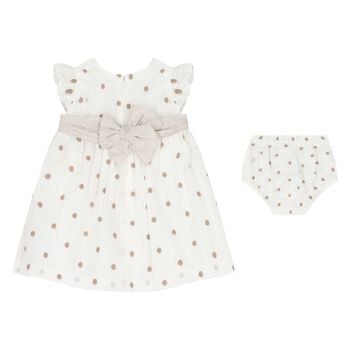 Baby Girls Ivory & Beige Dress Set