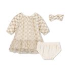 Younger Girls Gold Logo Tulle Dress Set, 1, hi-res