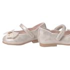 Younger Girls Gold Bow Shoes, 1, hi-res