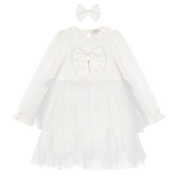 Caramelo Kids Girls Ivory Tulle Dress Set, 2 Girls Ivory Tulle Dress Set