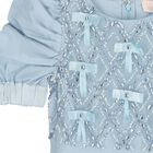 Girls Blue Embellished Crystal Tulle Dress, 1, hi-res