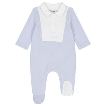 Baby Boys Blue & White Polo Babygrow