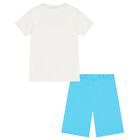 Boys White & Blue Nasa Shorts Set, 1, hi-res