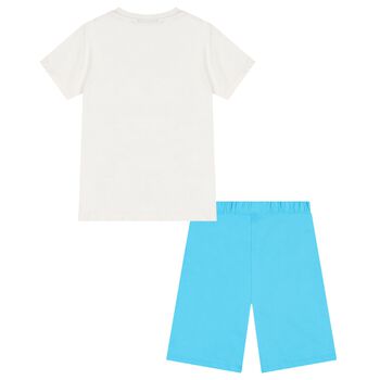 Boys White & Blue Nasa Shorts Set