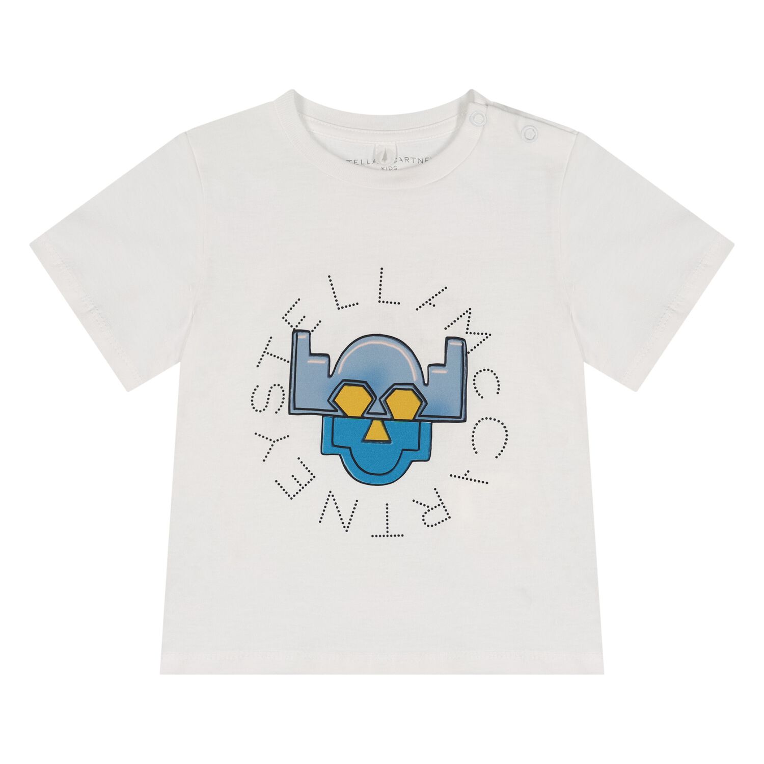 Younger Boys White Robot Logo T-Shirt, 1, hi-res