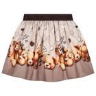 Girls Beige Teddy Bear Skirt, 1, hi-res