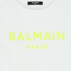 Boys White & Neon Yellow Logo T-Shirt, 1, hi-res
