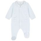 Blue Velour Sheep Babygrow, 3, hi-res