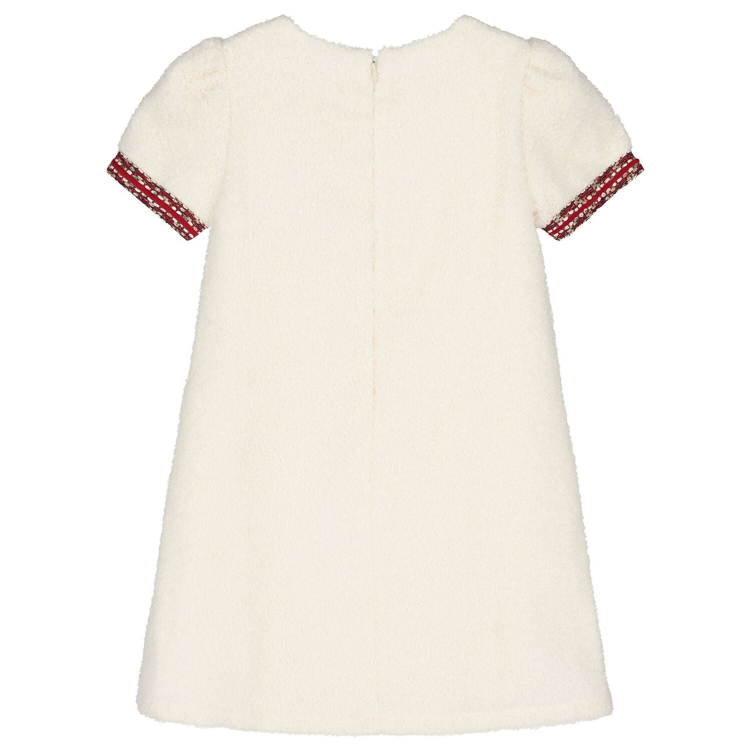 Girls Ivory Boucl&eacute; Dress, 1, hi-res