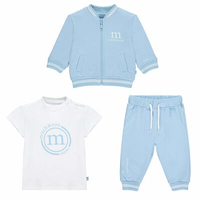 Baby Boys Blue & White 3 Piece Tracksuit