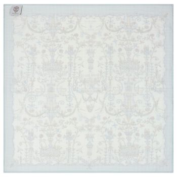 Ivory & Blue Toile de Jouy Swaddle Carré Blanket