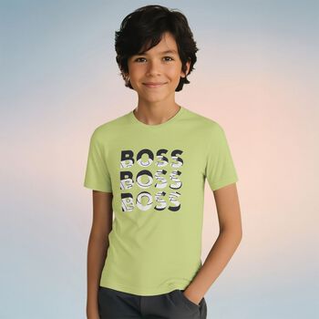 Younger Boys Green Logo T-Shirt