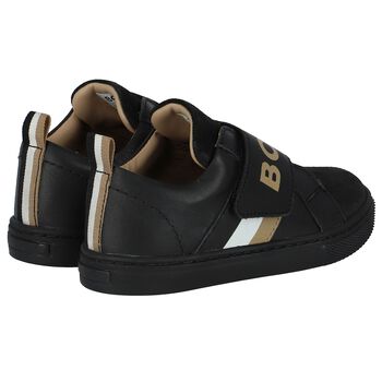 Boys Black Logo Trainers