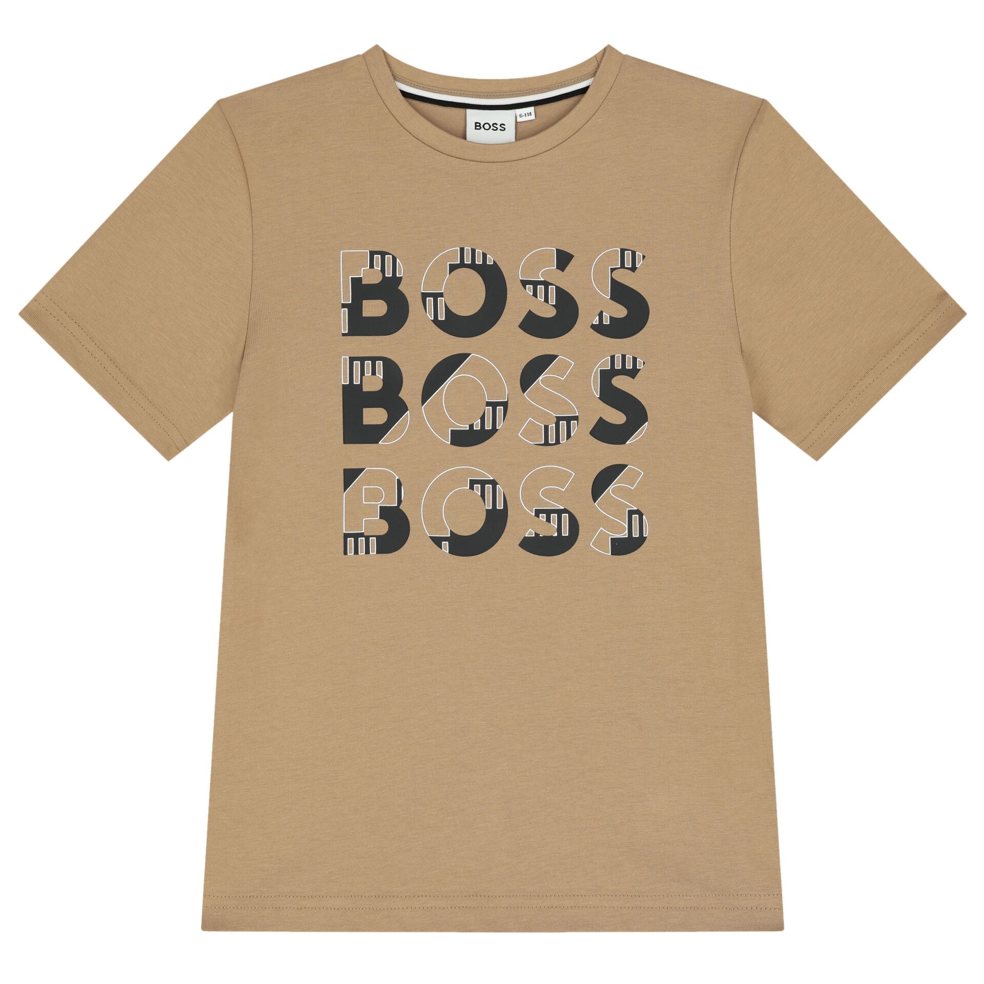 BOSS Boys Beige Logo T Shirt Junior Couture Bahrain