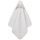 Baby Boys White & Beige Hooded Towel, 1, hi-res