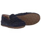 Younger Boys Navy Blue Suede Leather Moccasins, 2, hi-res