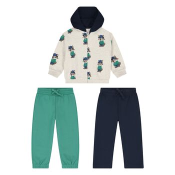 Younger Boys Beige Raccoon Tracksuit Set