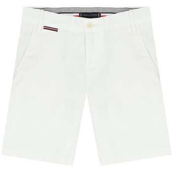 Boys White Logo Chino Shorts