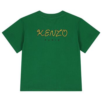 Boys Green Tiger Logo T-Shirt