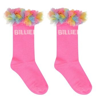 Girls Pink Ruffled Tulle Socks