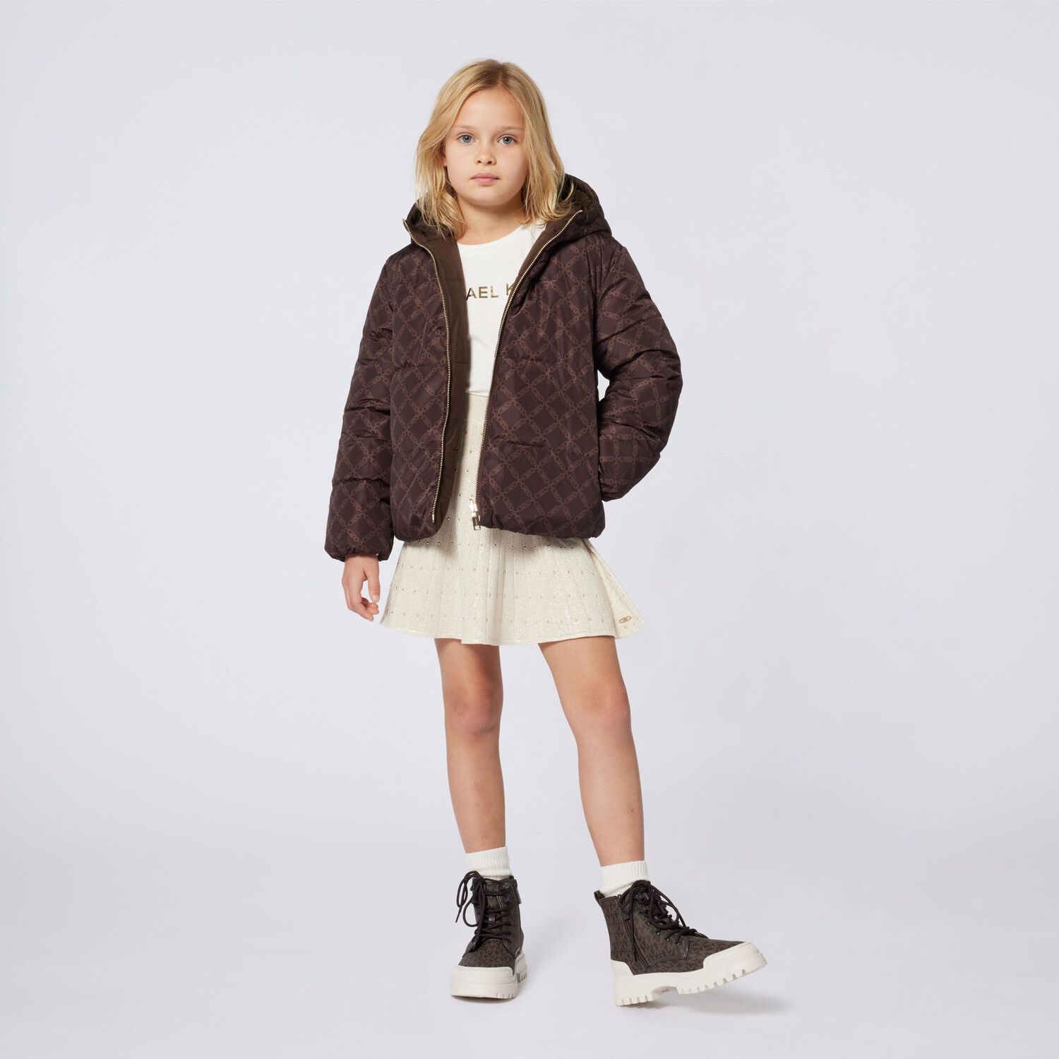 Girls White Logo T-Shirt, 1, hi-res