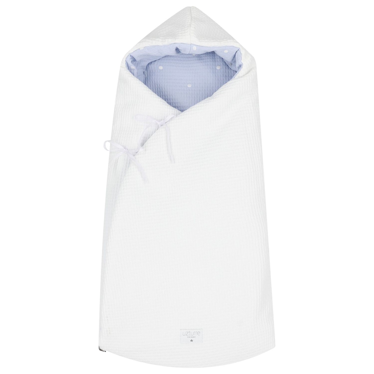 Blue & White Hooded Reversible Baby Nest, 3, hi-res