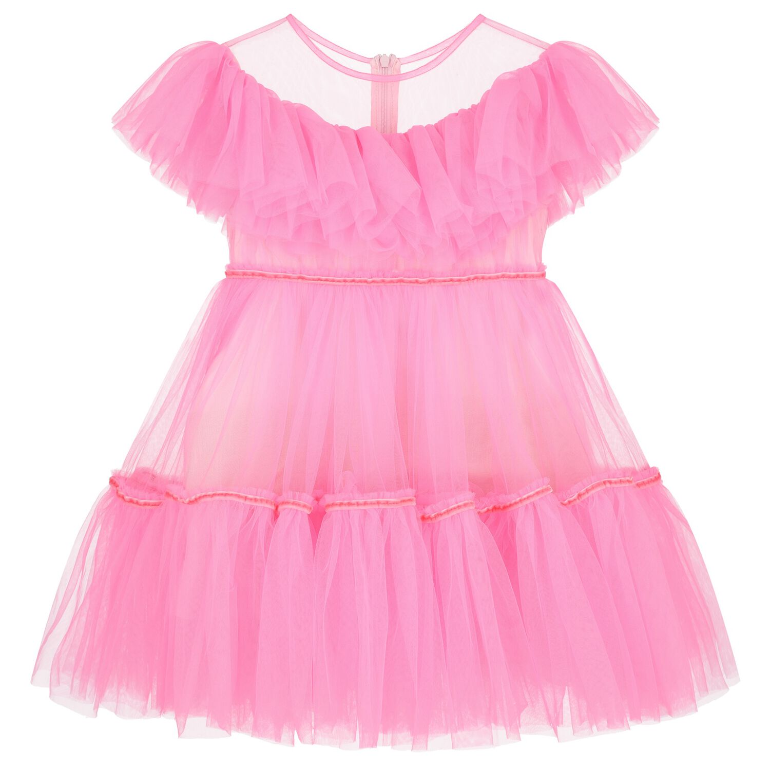 Girls Neon Pink Tulle Dress, 1, hi-res image number null