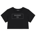 Girls Black Logo T-Shirt, 1, hi-res