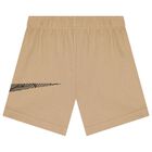 Boys White & Beige Logo Shorts Set, 1, hi-res