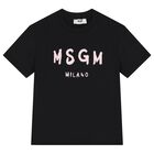 Girls Black Logo T-Shirt, 4, hi-res