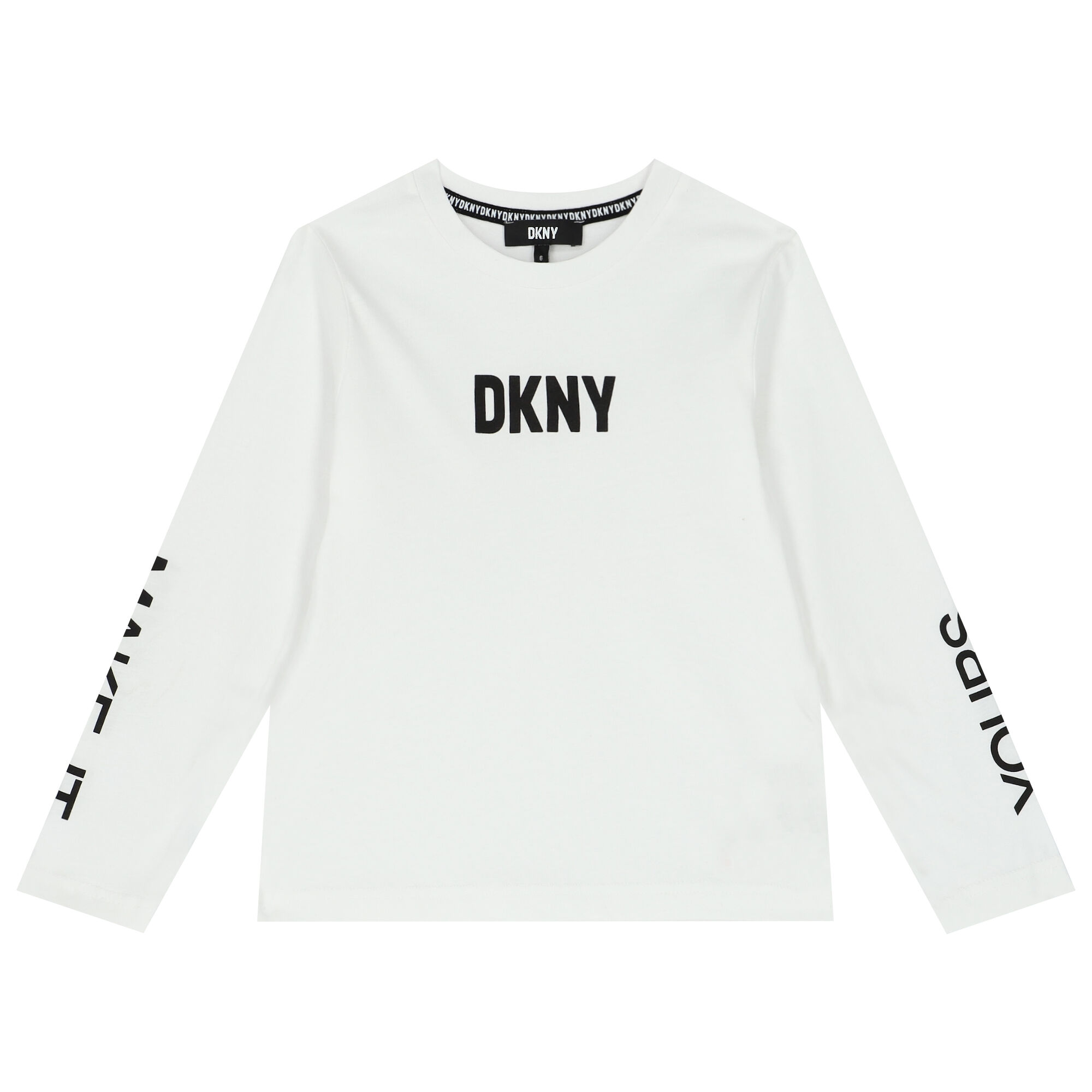 DKNY White Logo Long Sleeve Top Junior Couture