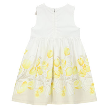 Girls White & Yellow Floral Dress