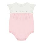Baby Girls White & Pink Romper & Hat Set, 1, hi-res