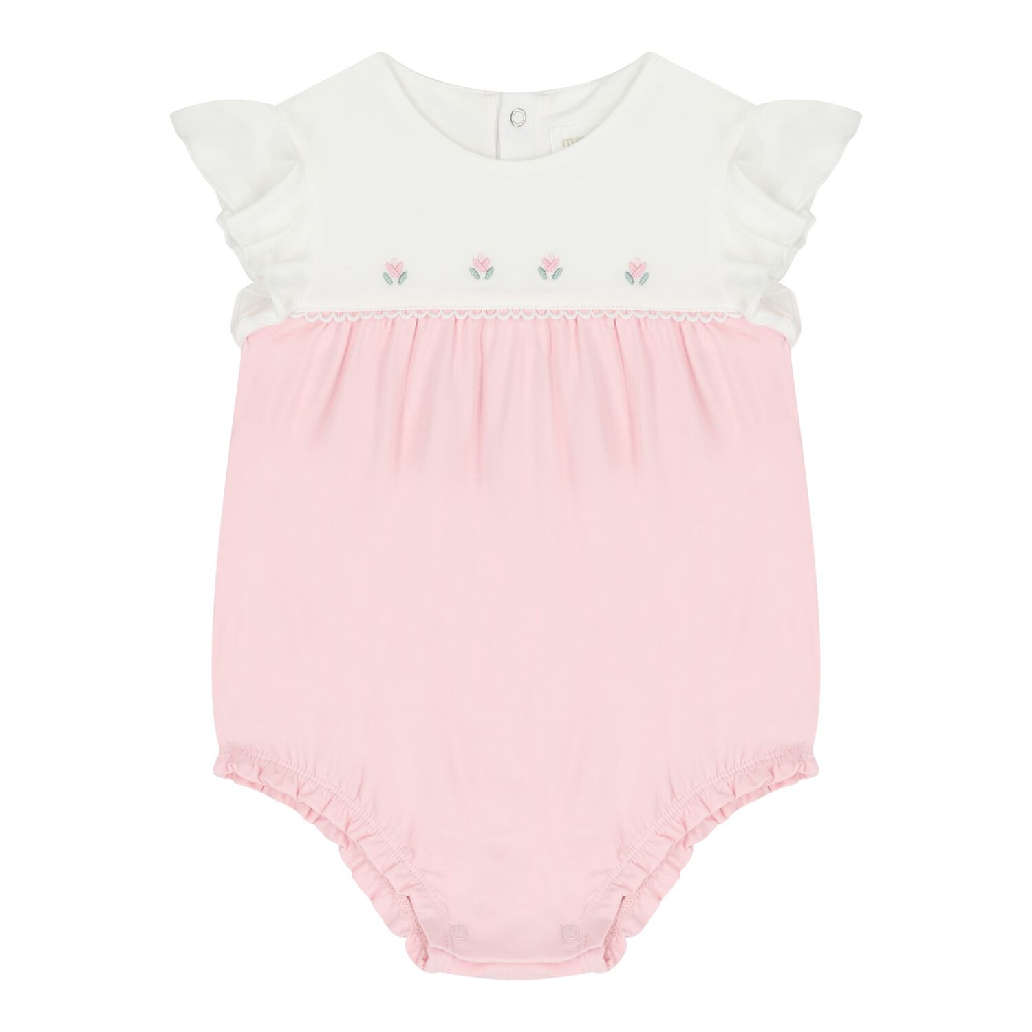 Baby Girls White & Pink Romper & Hat Set, 1, hi-res