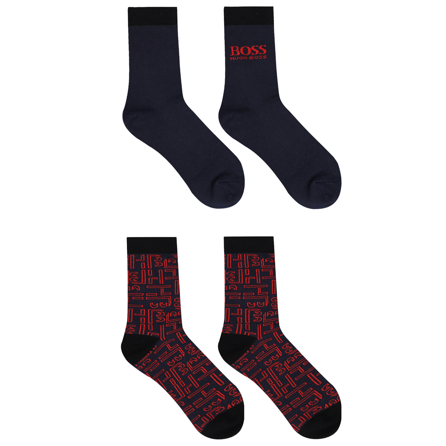 Boys Red & Navy Logo Socks ( 2-Pack ), 1, hi-res image number null