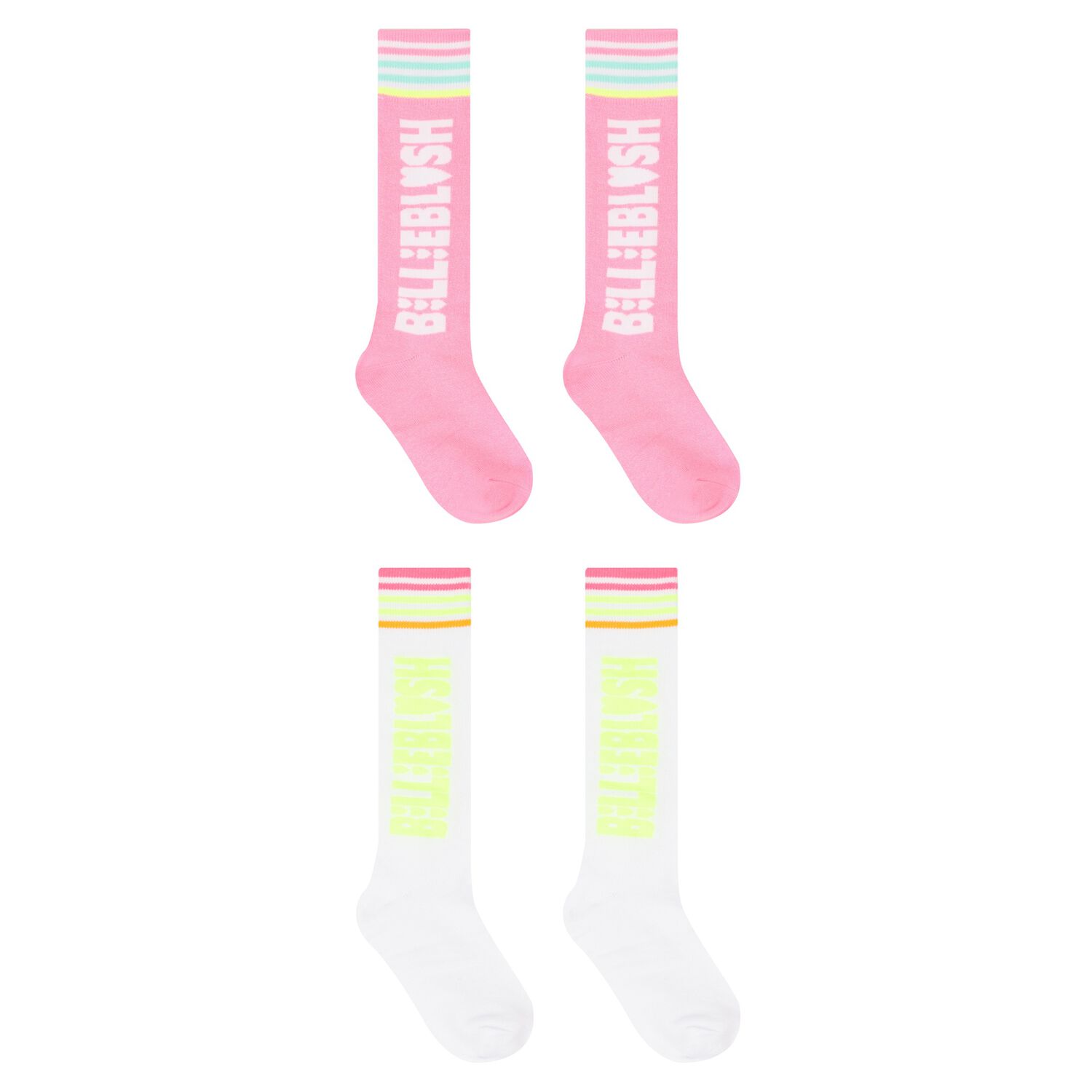 Girls Pink & White Logo Socks ( 2-Pack ), 1, hi-res image number null