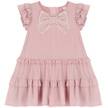 Girls Pink Bow Dress