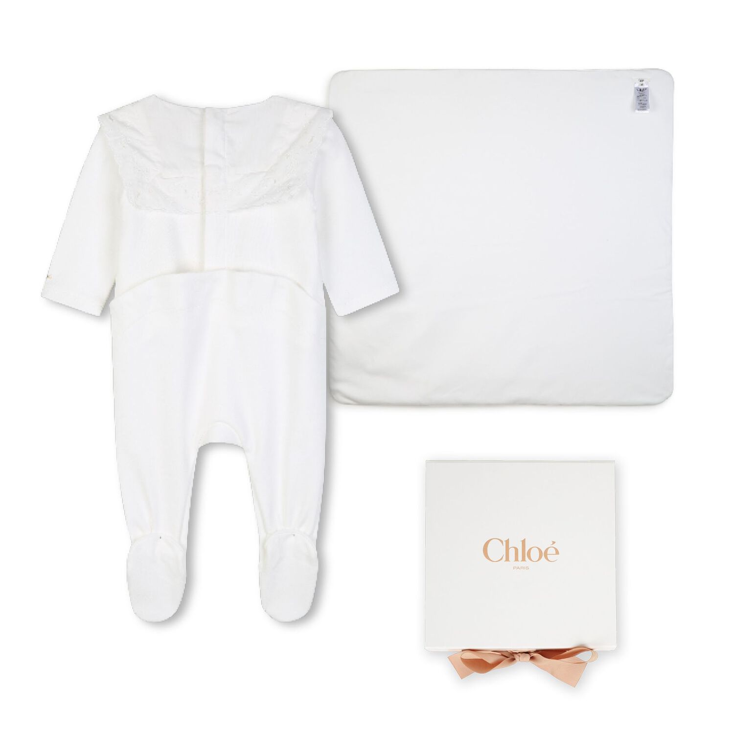 Baby Girls White Broderie Anglaise Babygrow Gift Set, 1, hi-res