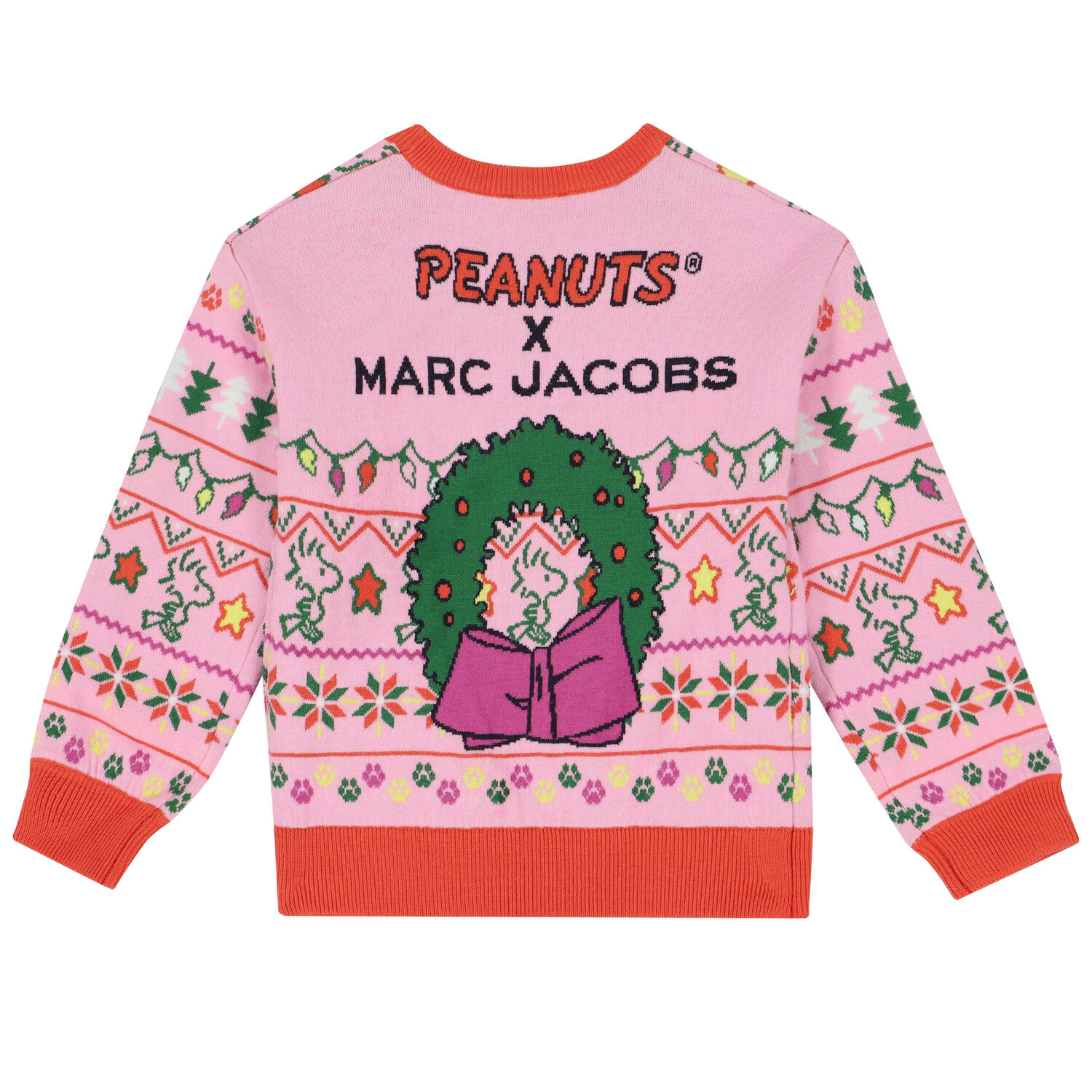 توب محبوك بطبعة باللون الزهري للبنات, 1, hi-res