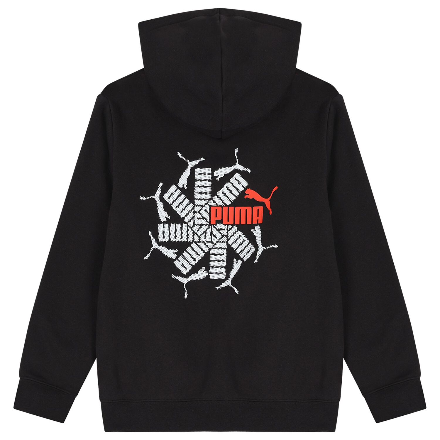 Boys Black Logo Hooded Top, 1, hi-res