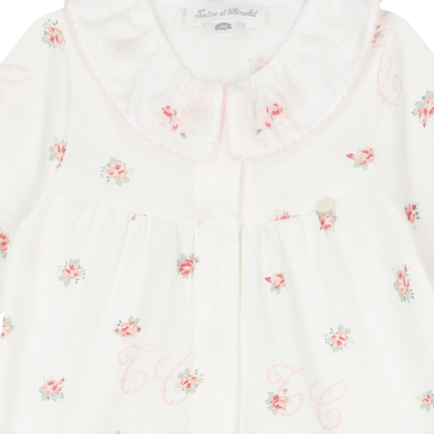 Baby Girls Ivory Floral Babygrow, 1, hi-res
