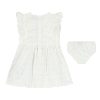 Baby Girls White  Broderie Anglaise Dress Set
